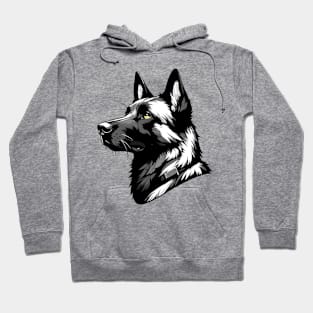 Stunning and Cool Belgian Malinois Monochrome and Gold Portrait for Father's Day Hoodie